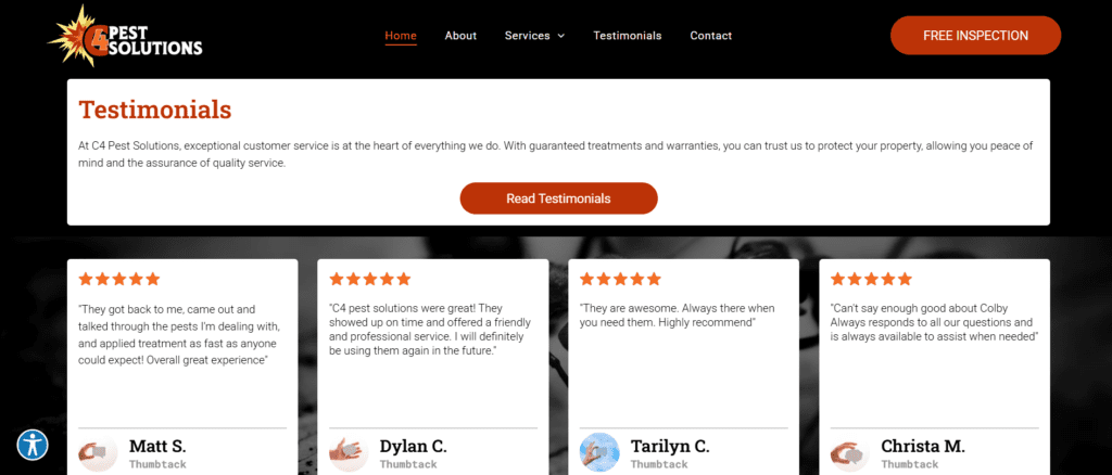 C4 Pest Solutions Website Trust Signals