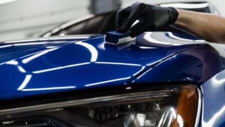 Blue car ceramic coating