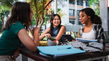 College students studying for exam