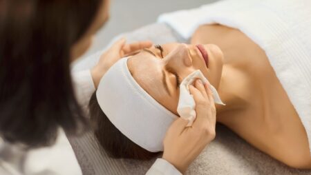 Cosmetologist facial spa treatment lymphatic health