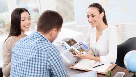 Couple with travel agent