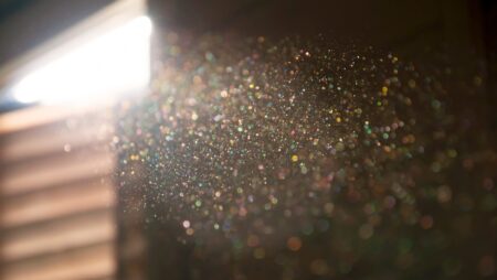 Dust in window sunlight winter indoor air quality