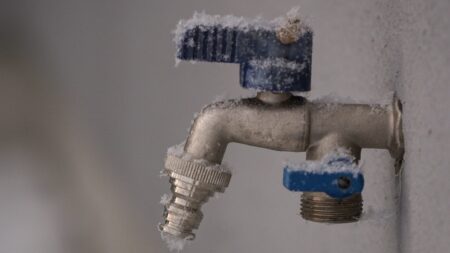 Frozen outdoor water tap
