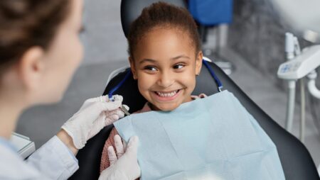 Happy child at dentist