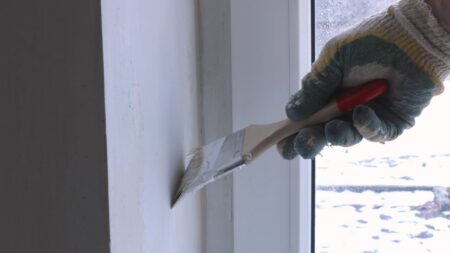 Interior house painting with brush