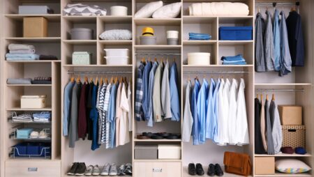 Organized men's home wardrobe