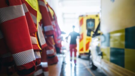 Paramedic uniforms emergency services building interior