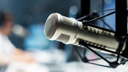 Radio microphone the voice of Westminster