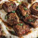 Garlicky Steak Bites With Cauliflower Mash