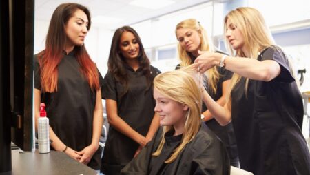 Teacher training student hairdressers