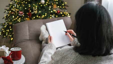Woman making new year resolutions