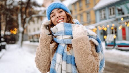 Woman outside winter fashion