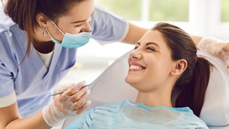 Woman receiving dental care