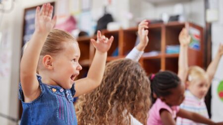 Young children sitting in school class