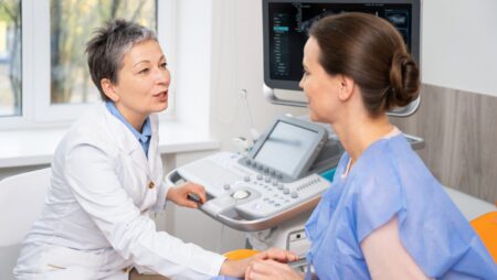 Patient Undergoing Diagnostic Examination in Clinic.