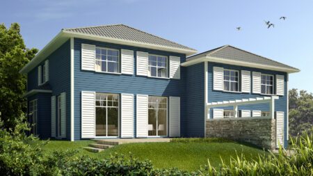 Blue house white shutters