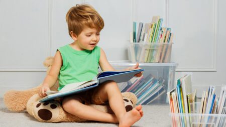 Child reading picture books