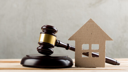 Gavel and house real estate sale