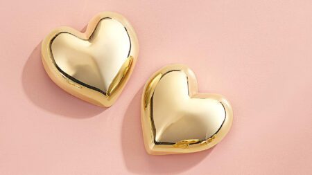 Gold heart earrings Mueller Manufacturing & Repair LLC Maus Jewelers