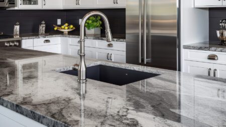 Gray granite kitchen countertops