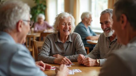 Group of seniors playing cards