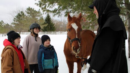Kids being taught at Orchard Park Equestrian Ternion Productions
