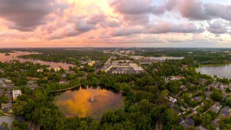 Maitland, Florida aerial sunset