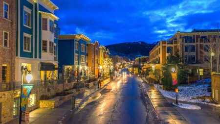 Park City, Utah downtown aerial view