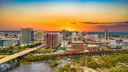 Richmond, Virginia downtown aerial shot