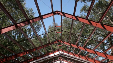 Steel frame roof beams