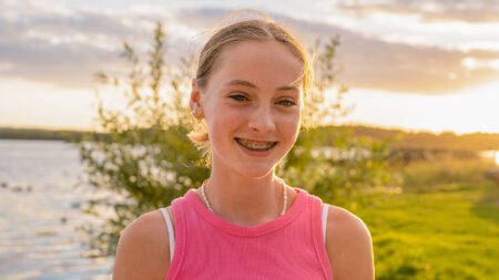 Teen girl with braces