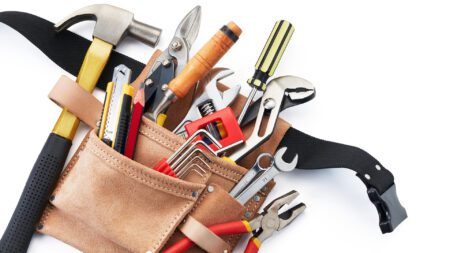 Tool belt with tools