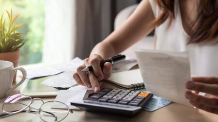 Woman budgeting finances