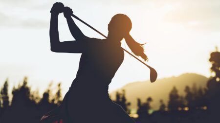 Woman golf swing silhouette