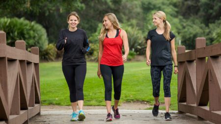 Women on walk outdoors