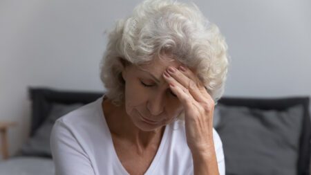 Distressed senior woman