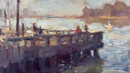 Ryan Jensen painting Moulton Museum
