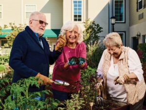 Elderly in garden-Azalea of Cinnaminson-Moorestown Living