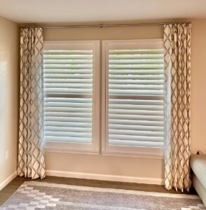 Green and white drapes