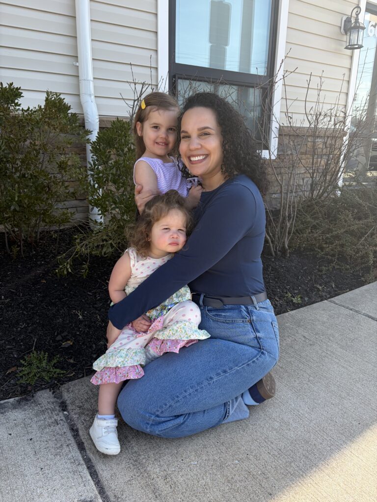 Charlotte & Sadie Cramer with their mom, Paige