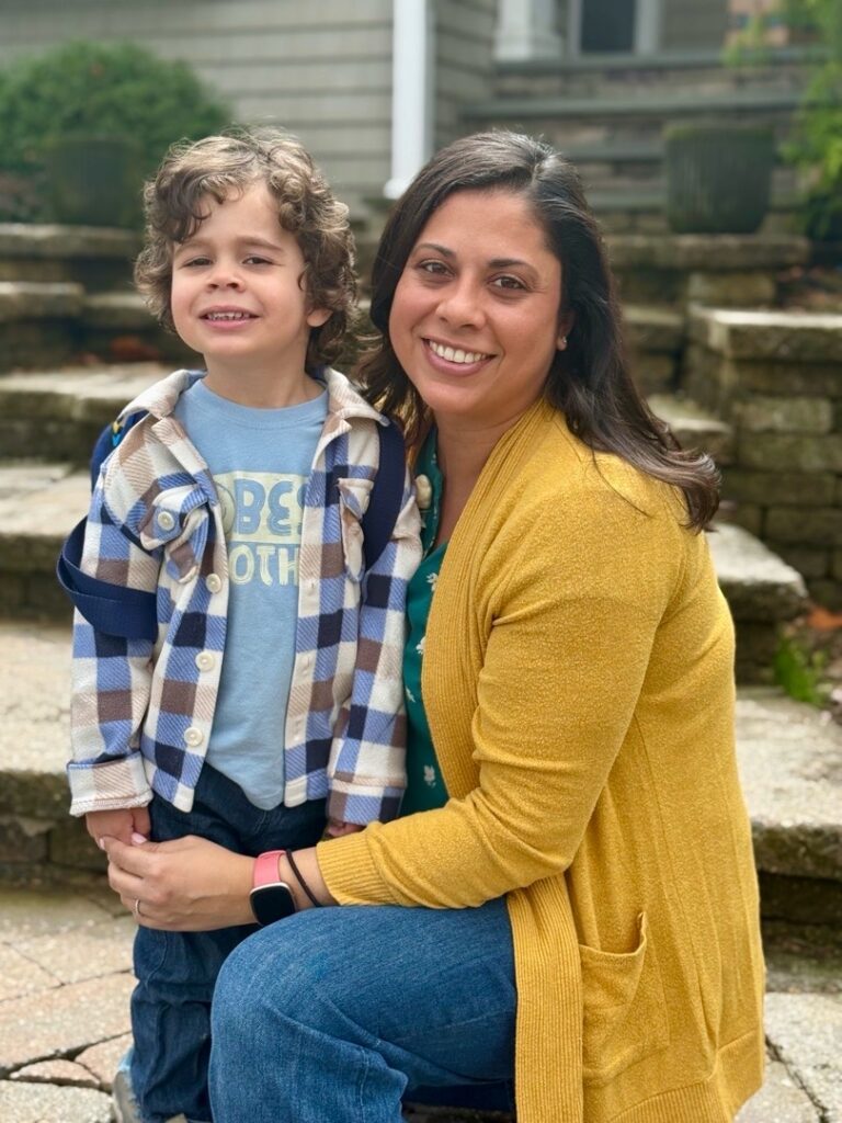 Oliver Erlandson with his mom, Janna