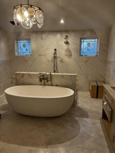 Porcelain tub and shower