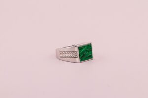 Silver and green ring