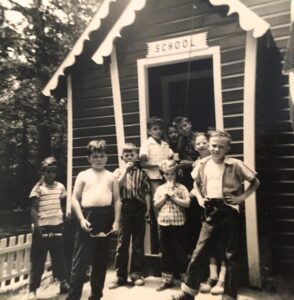Vintage School House B&W-Storybook Land-Mainland Living