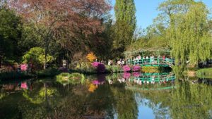 Bridge in garden-Plaid Travel