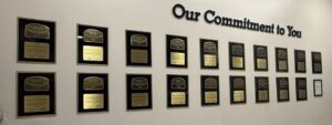 Quick Lane at Fred Beans Ford of Boyertown wall of awards