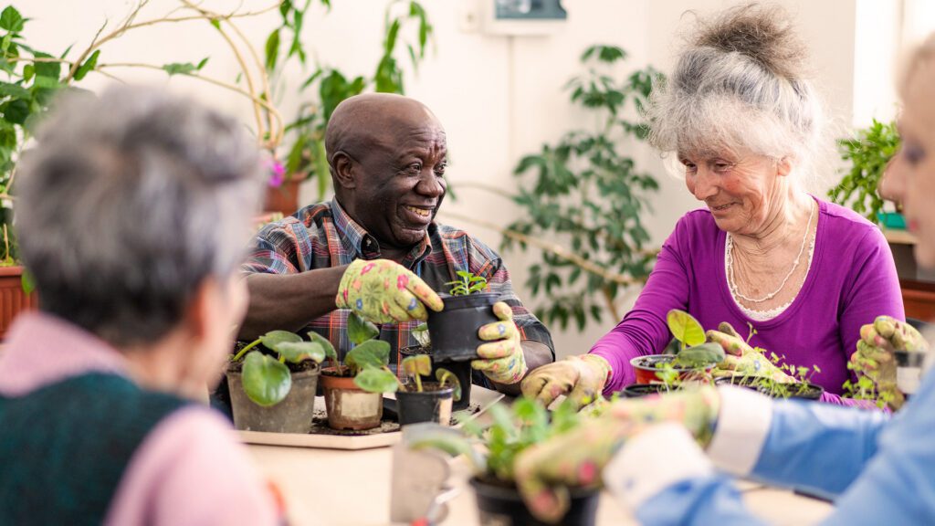 Seniors gardening Issaquah Memory Care
