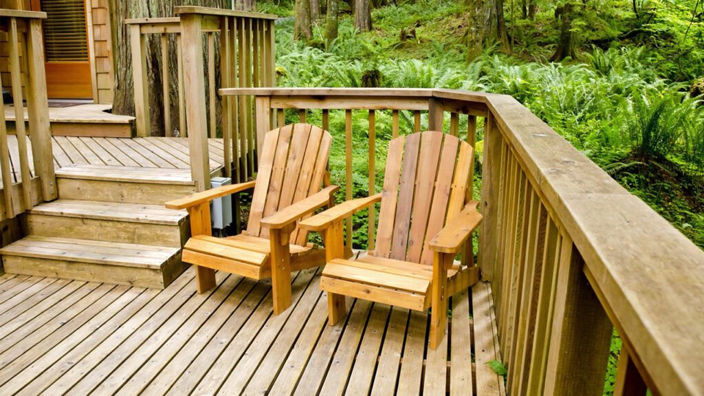 Wood chairs on deck Williams Lumber