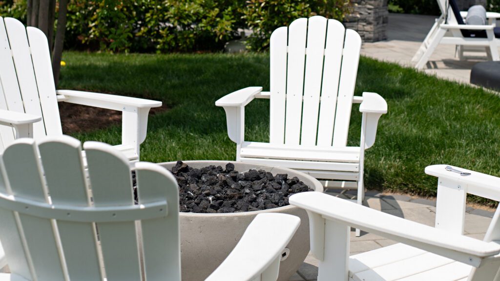 Backyard firepit and seating Landvisions