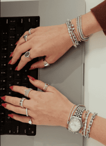 Steve Padis Jewelry jewelry hands typing computer laptop